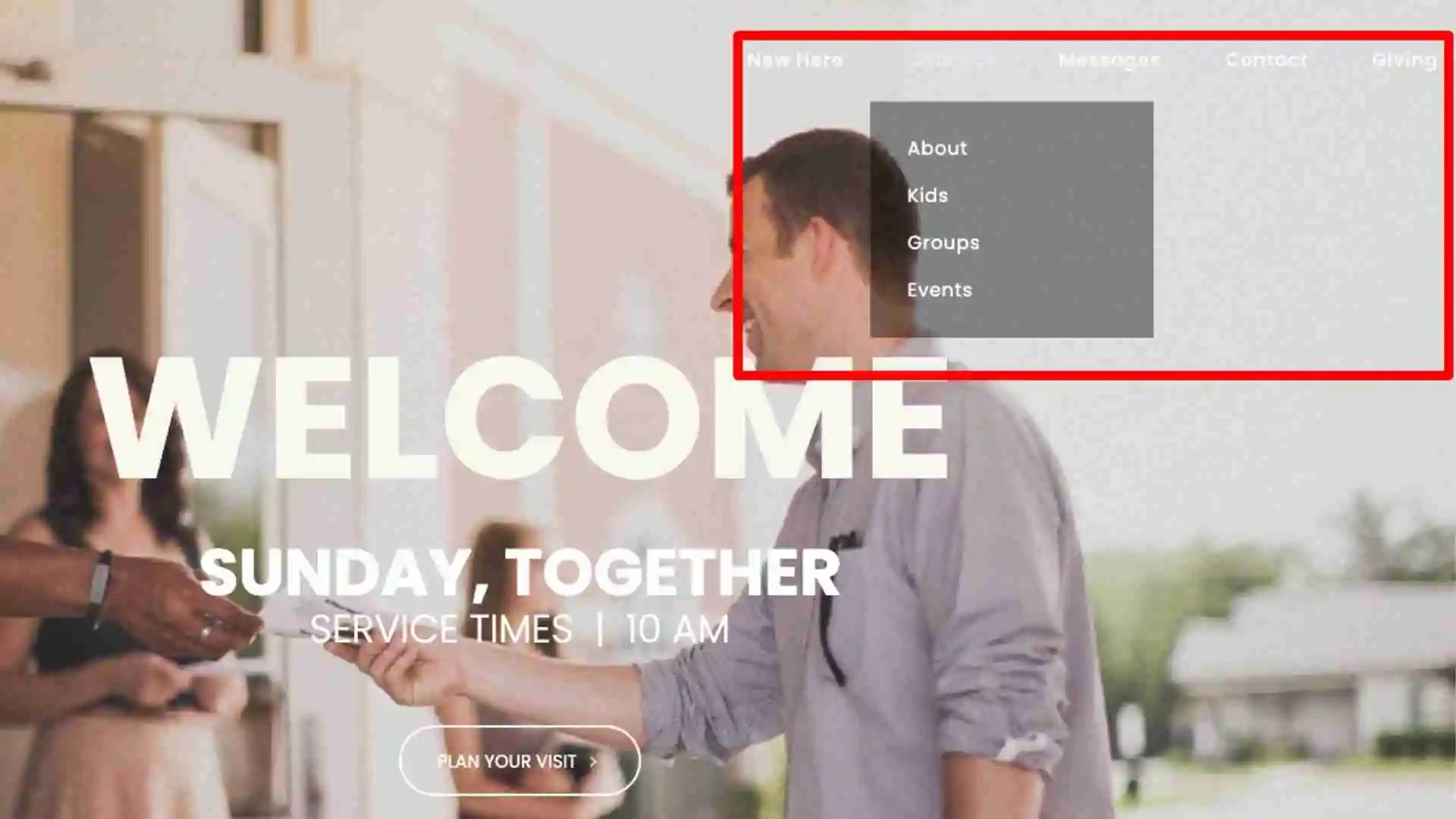Home Page Navigation Example